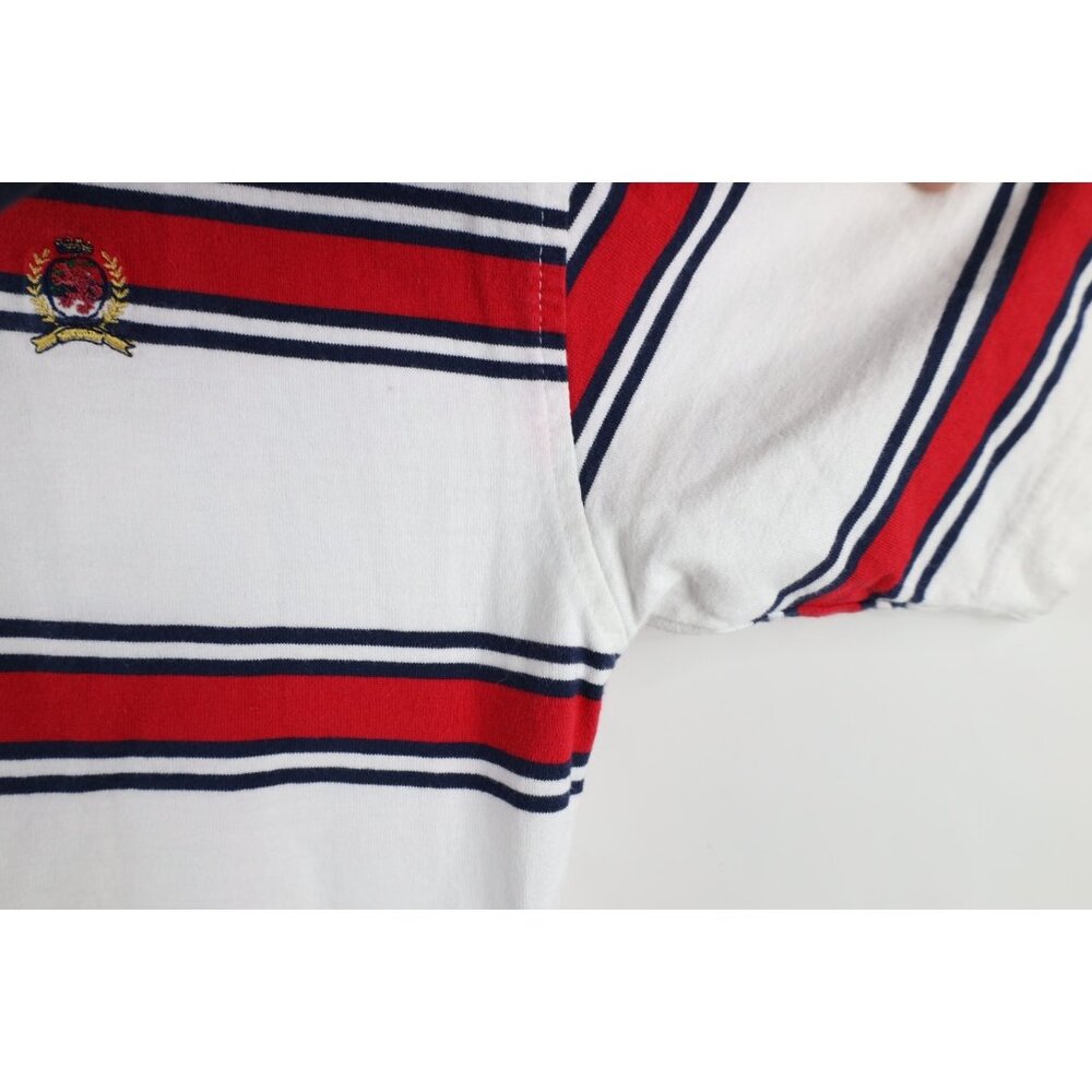Vintage 90s Tommy Hilfiger Mens Medium Striped Color Block Rugby Polo Shirt - Picture 9 of 14
